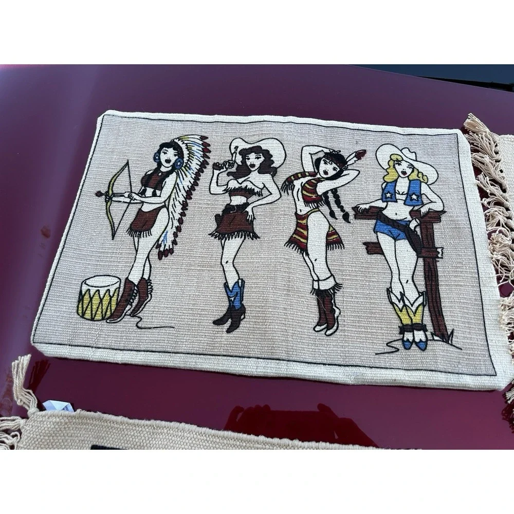 Vintage El Paso Saddleblanket 4 Pc Western Cowgirl Decor Set Wall Hanging